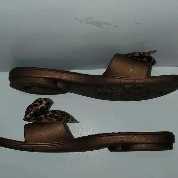 Oka B Leopard Print Bow Slip On Slide Comfort Summer Sandals Shoes Size M/L 8-9 - Picture 12 of 16